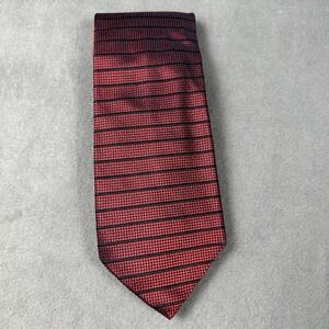 Brioni Silk Tie Red Black Geometric Stripe Italy Luxury Designer